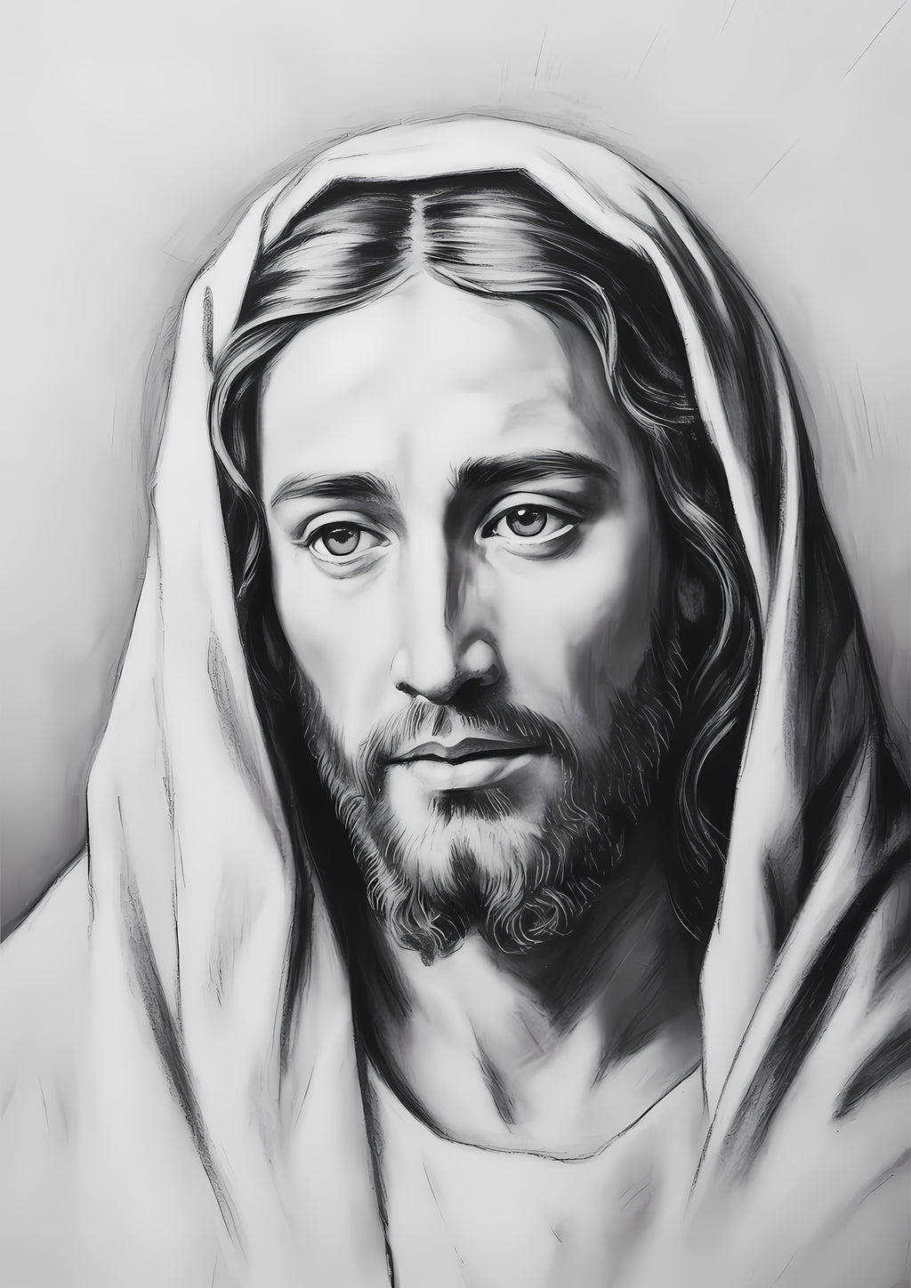 Jesus Portrait Canvas Wall Art – Minimalist Christian Decor for Peaceful Home & Spiritual Reflection | CV01