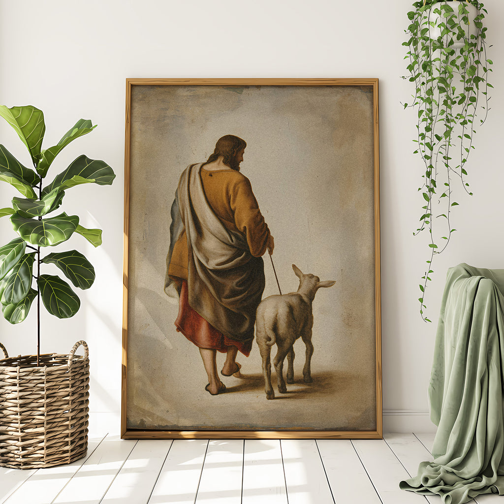 Jesus Shepherd Canvas Wall Art – Christian Wall Decor Symbol of Guidance, Faith & Protection (Psalm Inspired) | CV03