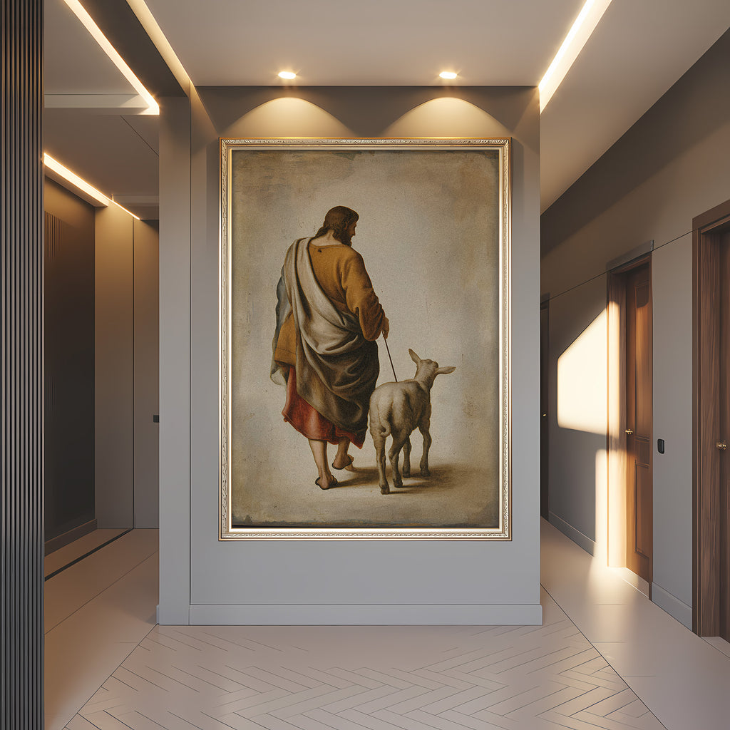 Jesus Shepherd Canvas Wall Art – Christian Wall Decor Symbol of Guidance, Faith & Protection (Psalm Inspired) | CV03