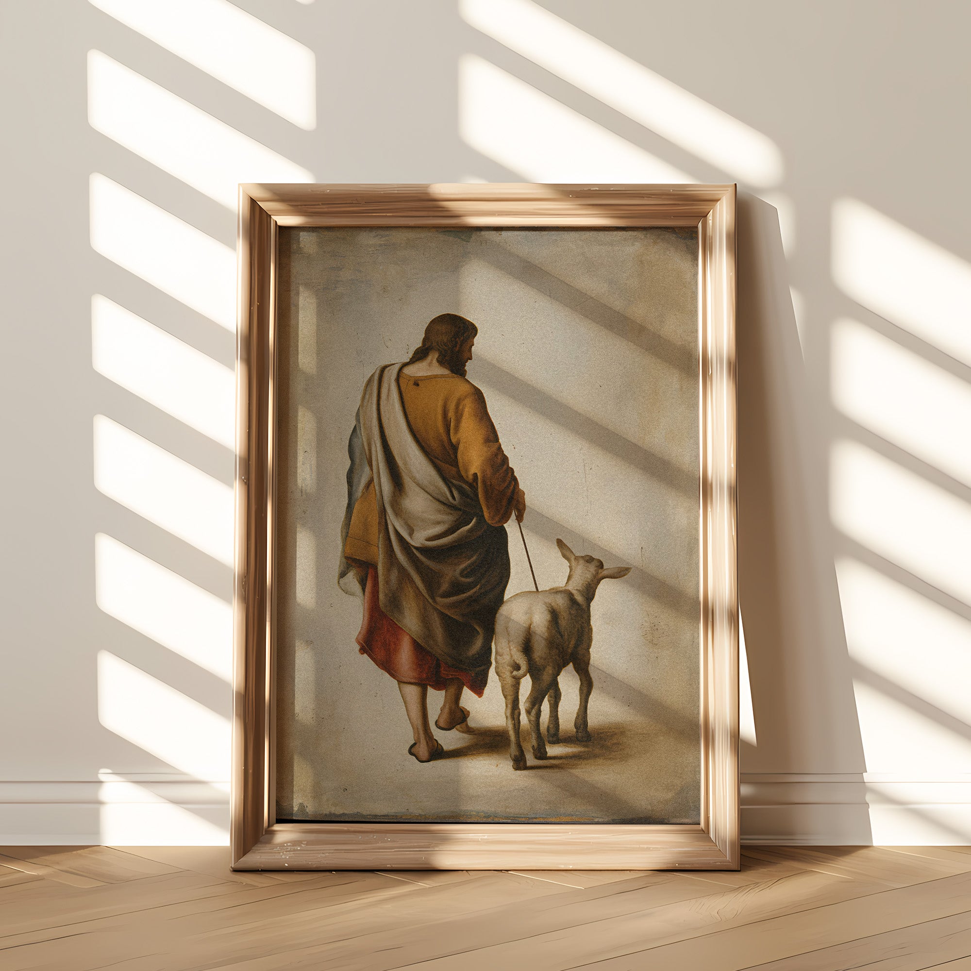 Jesus Shepherd Canvas Wall Art – Christian Wall Decor Symbol of Guidance, Faith & Protection (Psalm Inspired) | CV03