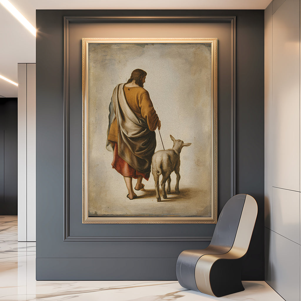 Jesus Shepherd Canvas Wall Art – Christian Wall Decor Symbol of Guidance, Faith & Protection (Psalm Inspired) | CV03