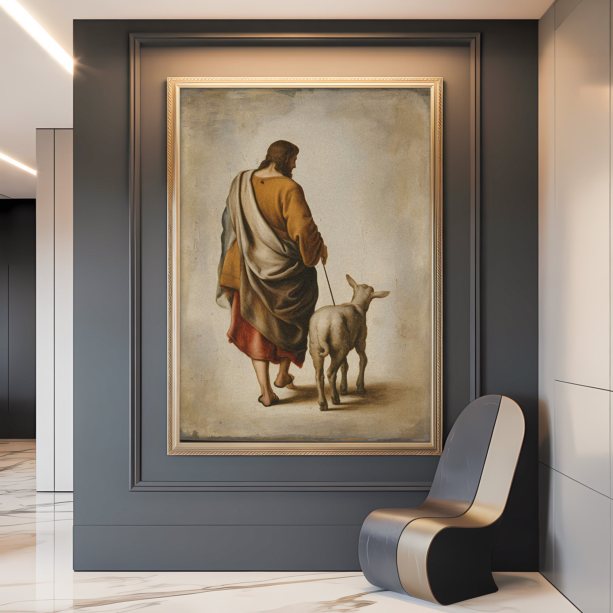 Jesus Shepherd Canvas Wall Art – Christian Wall Decor Symbol of Guidance, Faith & Protection (Psalm Inspired) | CV03