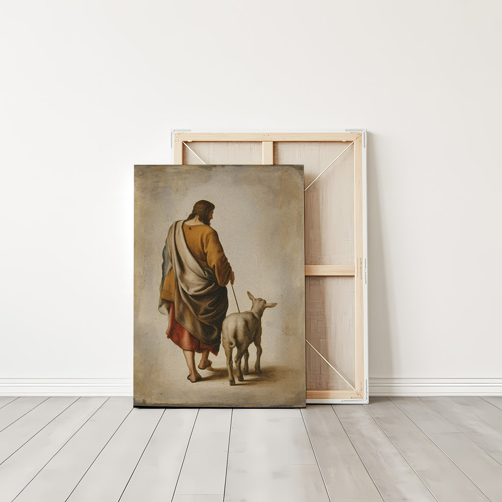 Jesus Shepherd Canvas Wall Art – Christian Wall Decor Symbol of Guidance, Faith & Protection (Psalm Inspired) | CV03
