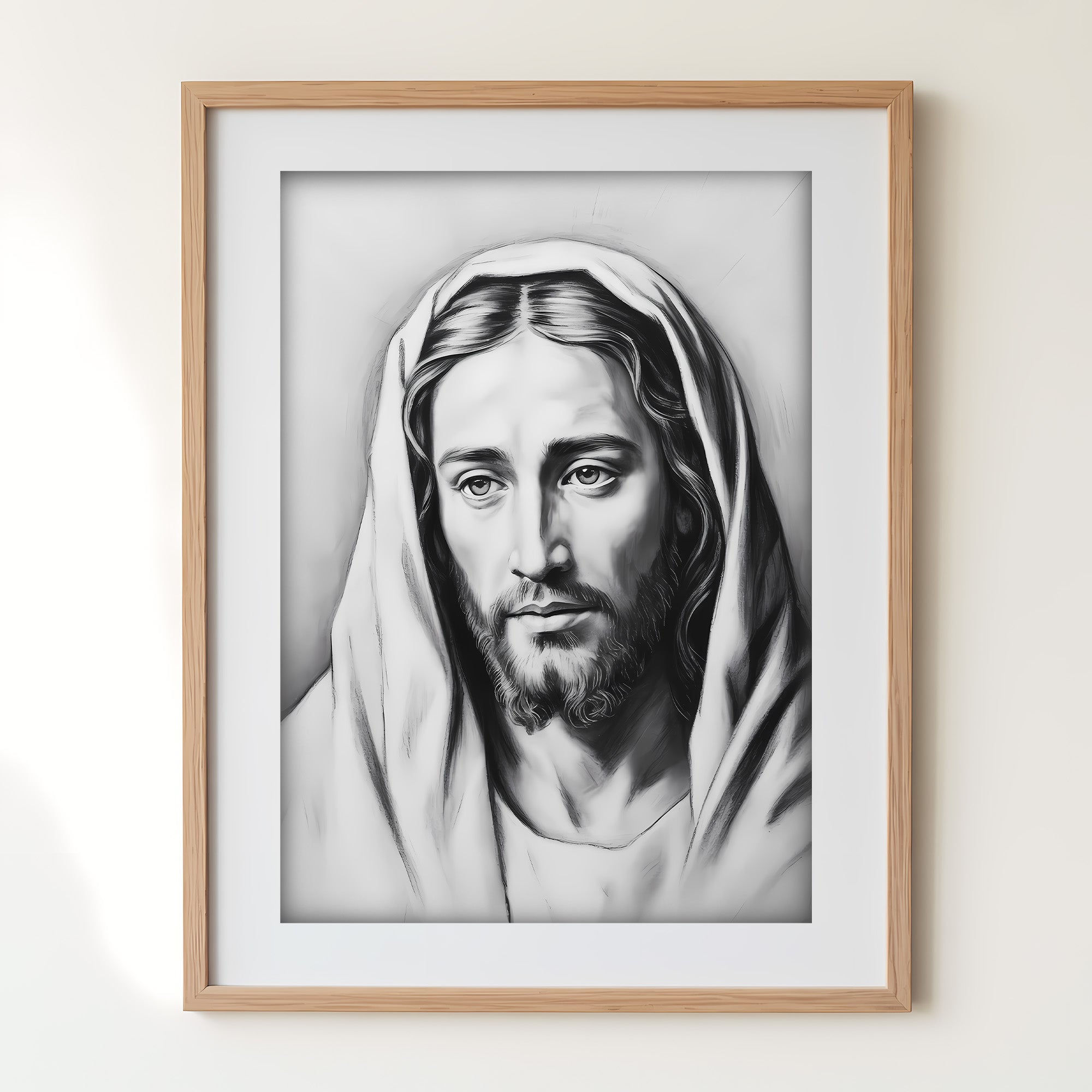 Jesus Portrait Canvas Wall Art – Minimalist Christian Decor for Peaceful Home & Spiritual Reflection | CV01