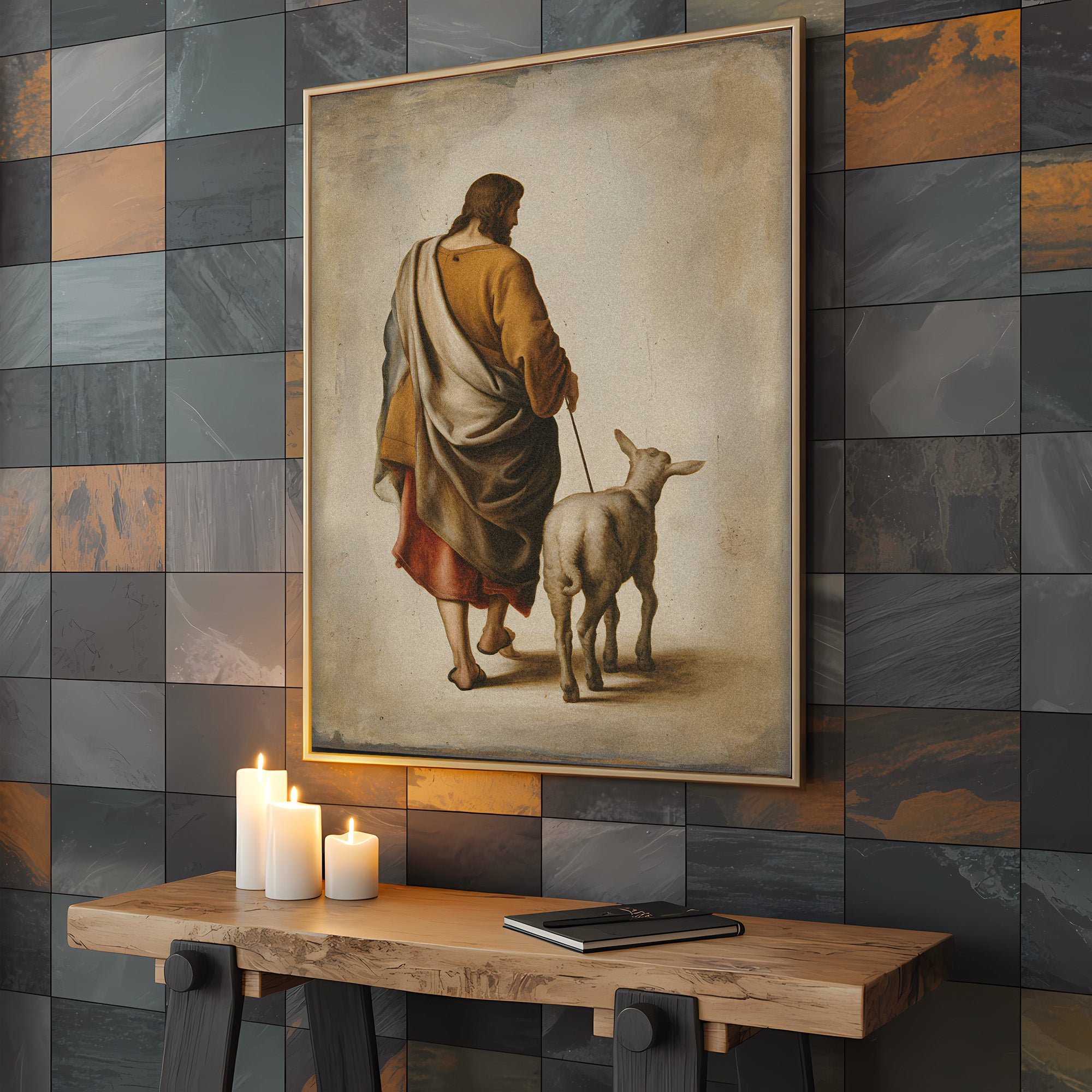 Jesus Shepherd Canvas Wall Art – Christian Wall Decor Symbol of Guidance, Faith & Protection (Psalm Inspired) | CV03