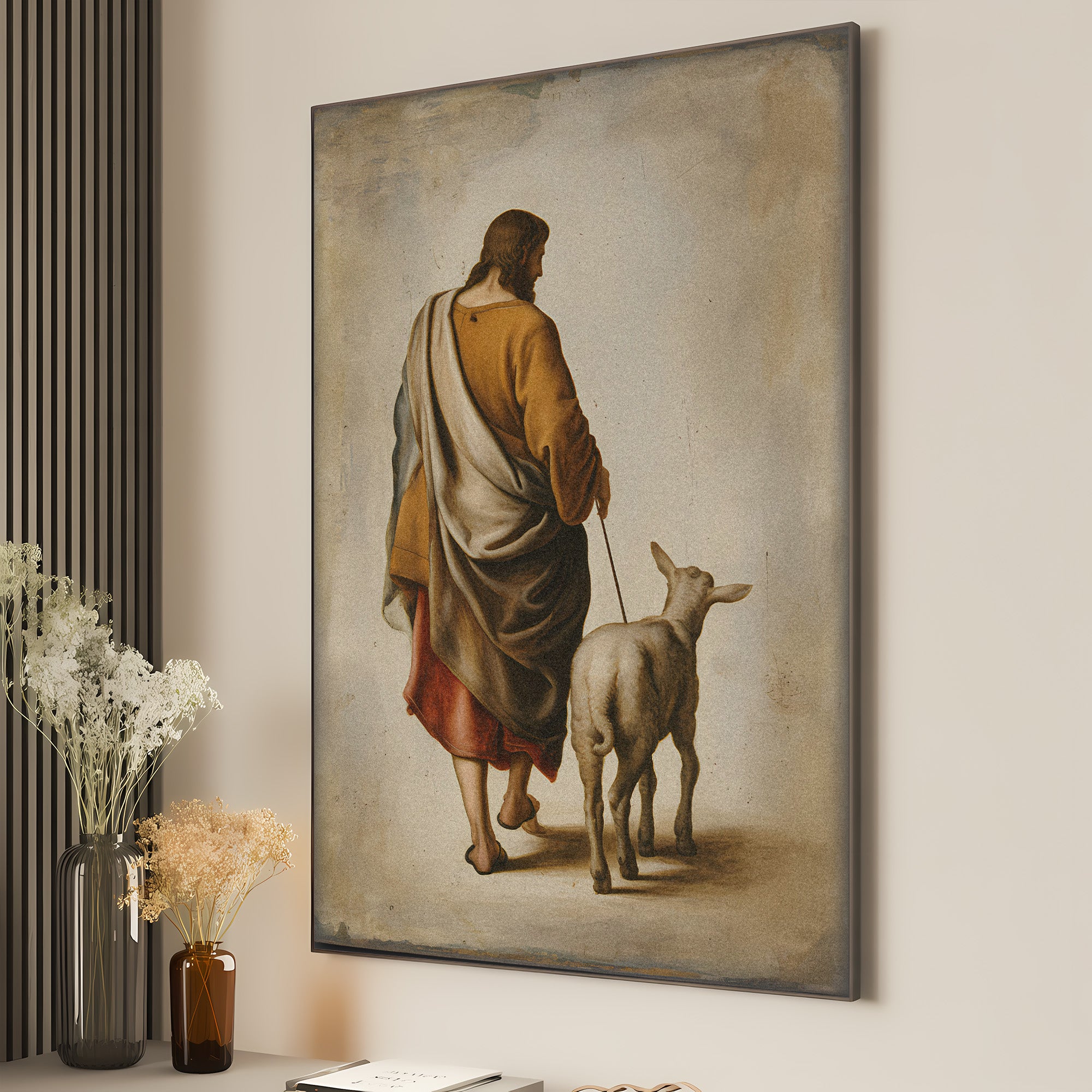Jesus Shepherd Canvas Wall Art – Christian Wall Decor Symbol of Guidance, Faith & Protection (Psalm Inspired) | CV03