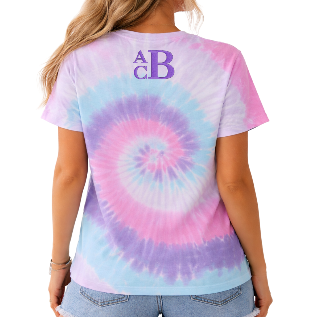 Monogrammed Tie Dye Ladies V-Neck Tee
