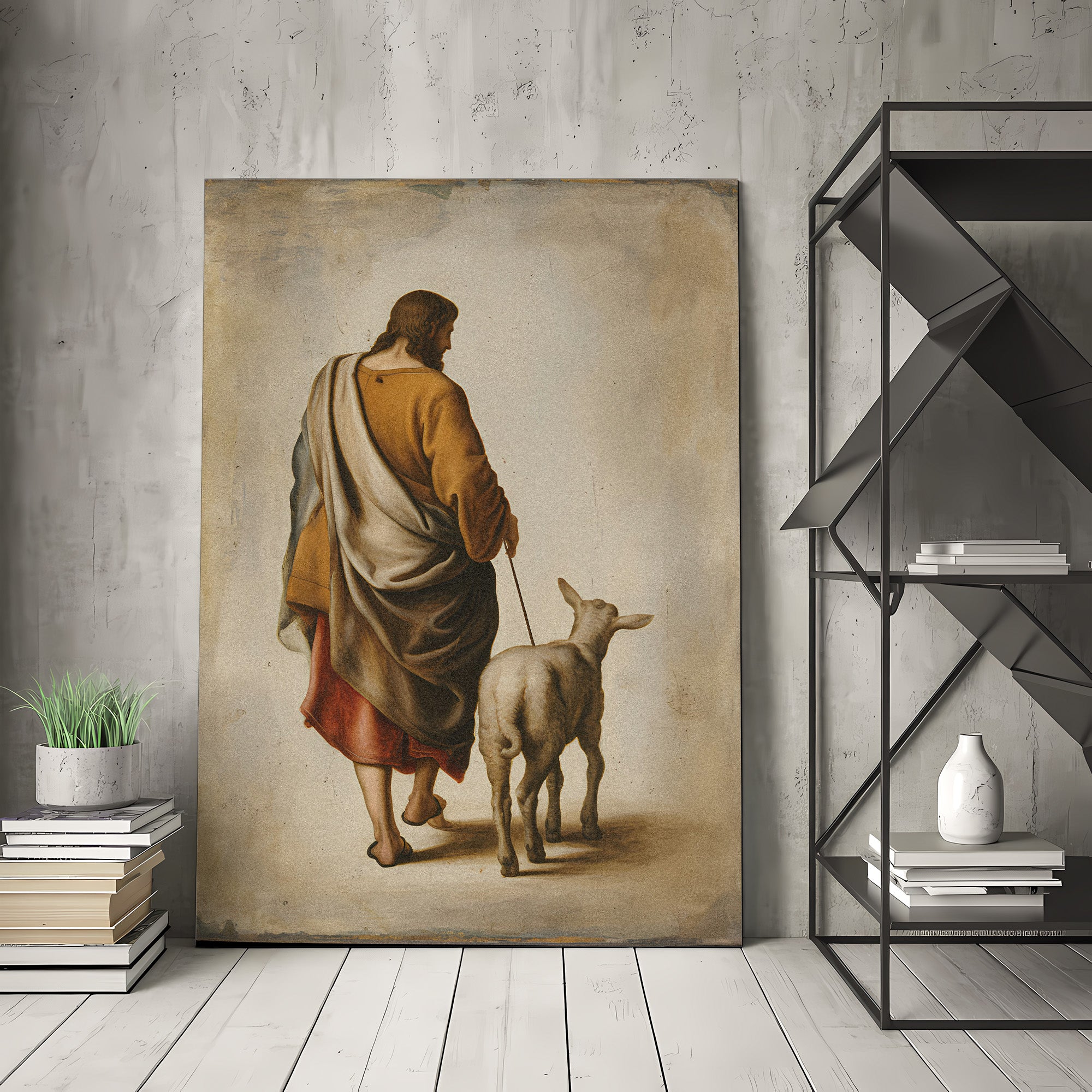 Jesus Shepherd Canvas Wall Art – Christian Wall Decor Symbol of Guidance, Faith & Protection (Psalm Inspired) | CV03
