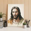 Jesus Portrait Canvas Wall Art – Warm Tone Christian Decor for Peaceful Home & Spiritual Comfort | CV02