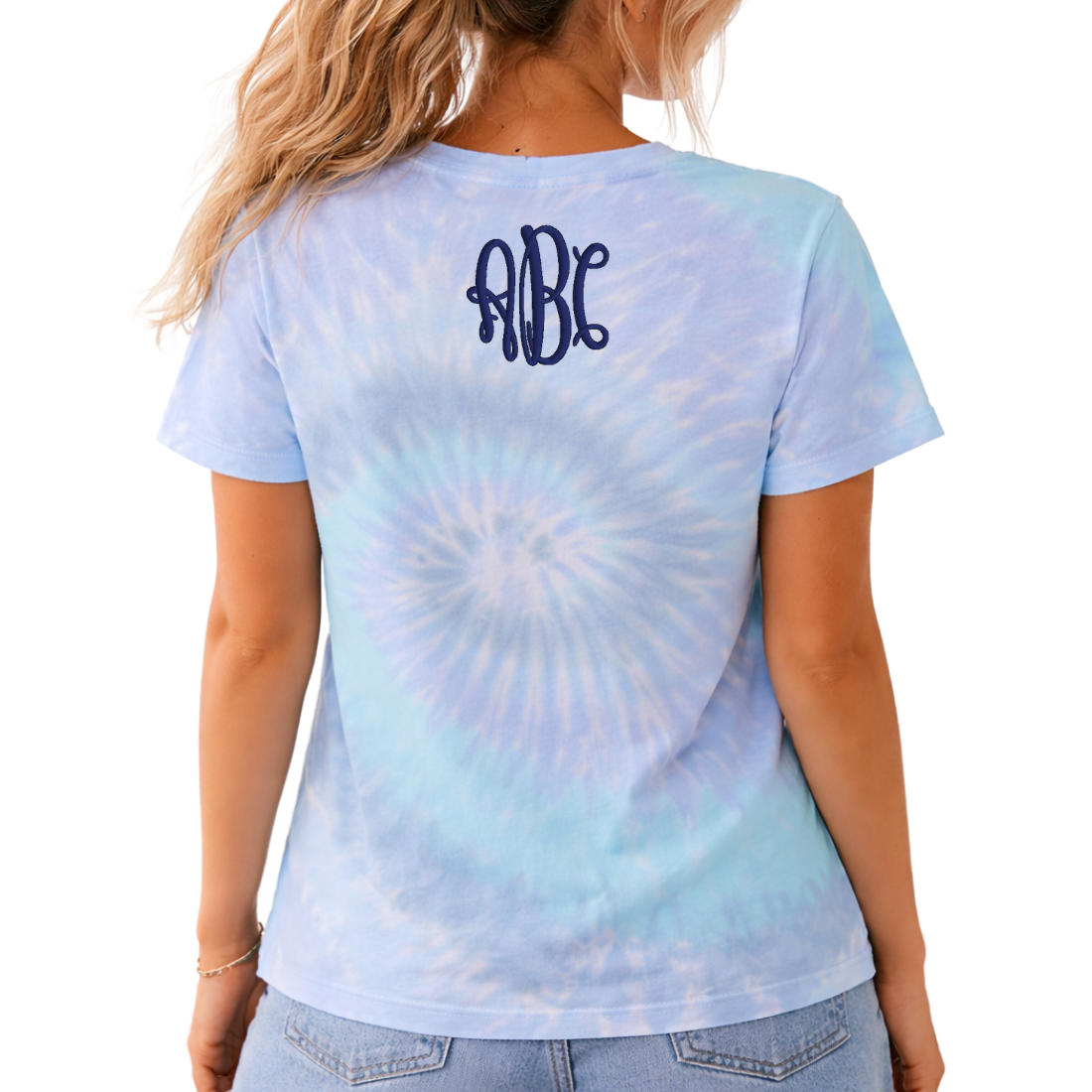 Monogrammed Tie Dye Ladies V-Neck Tee