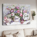 Flower garden, Still life painting, Purple butterfly, Just have faith - Jesus Landscape Canvas Prints, Christian Wall Art