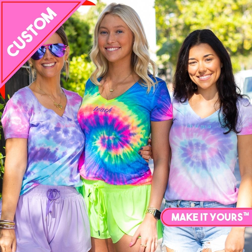 Make It Yours™ Tie Dye Ladies V-Neck Tee