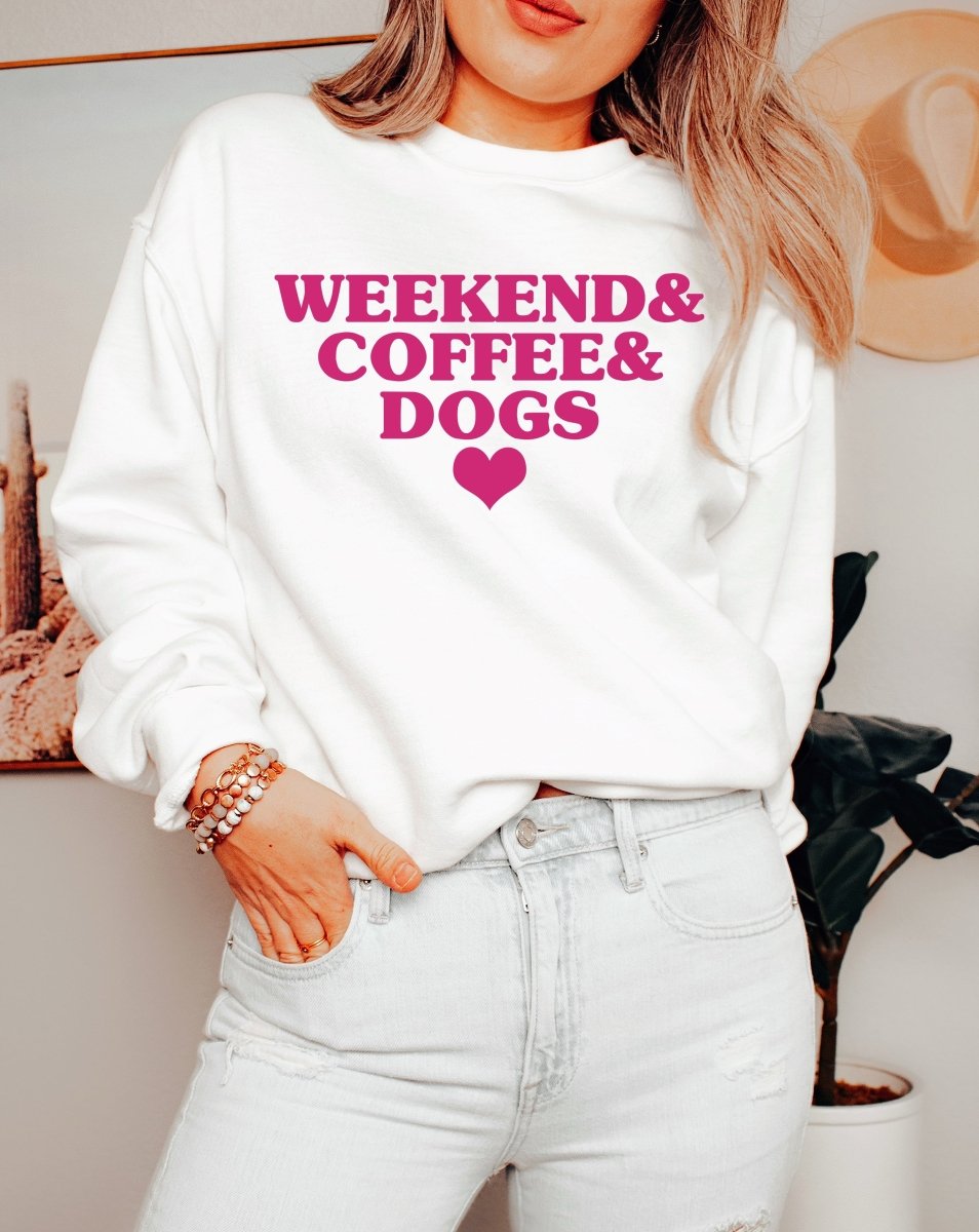 'Coffee & Weekend & Dogs' Crewneck Sweatshirt