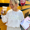 Cream & White 'Teach' Letter Patch Sweatshirt