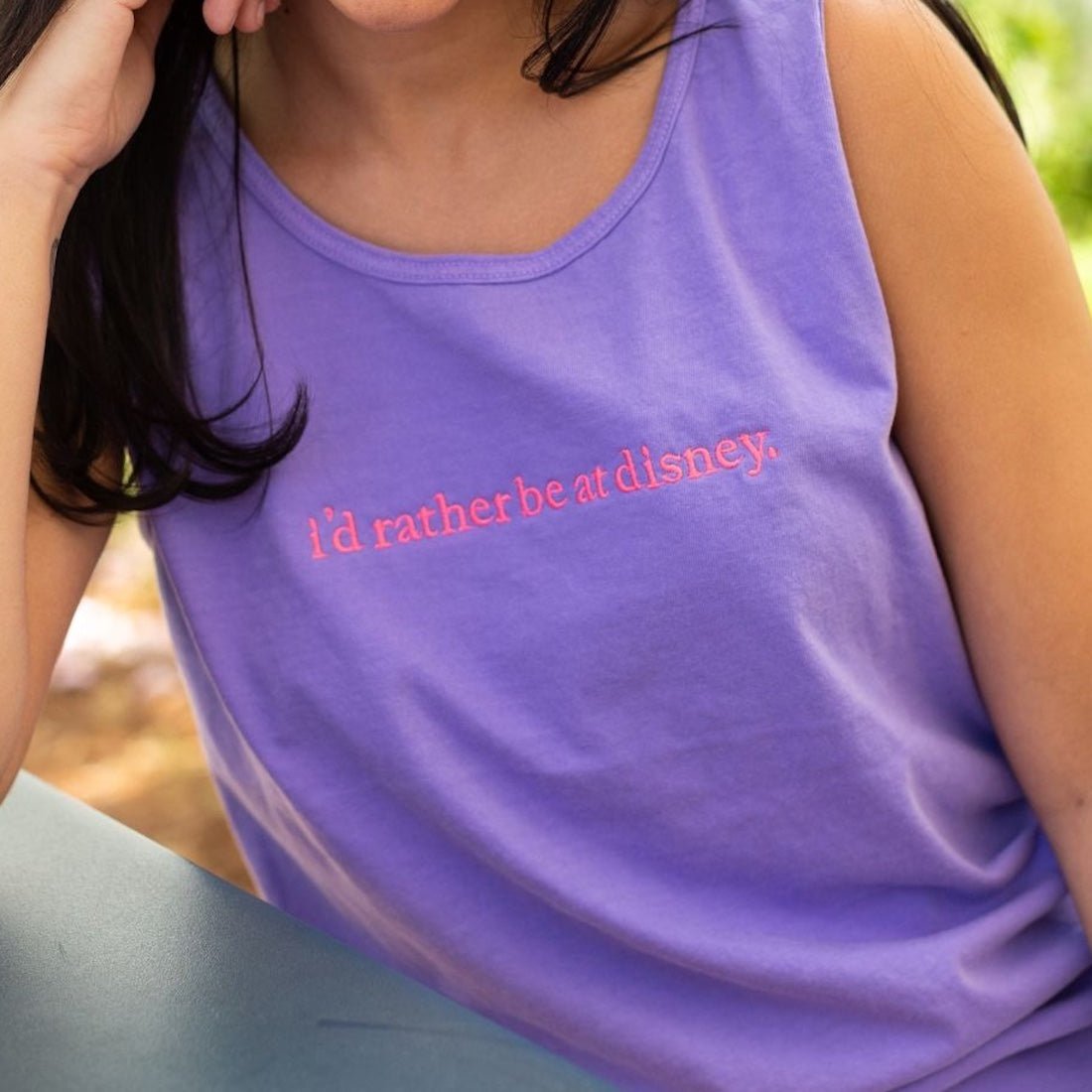 Embroidered 'I'd Rather Be At Disney' Tank Top