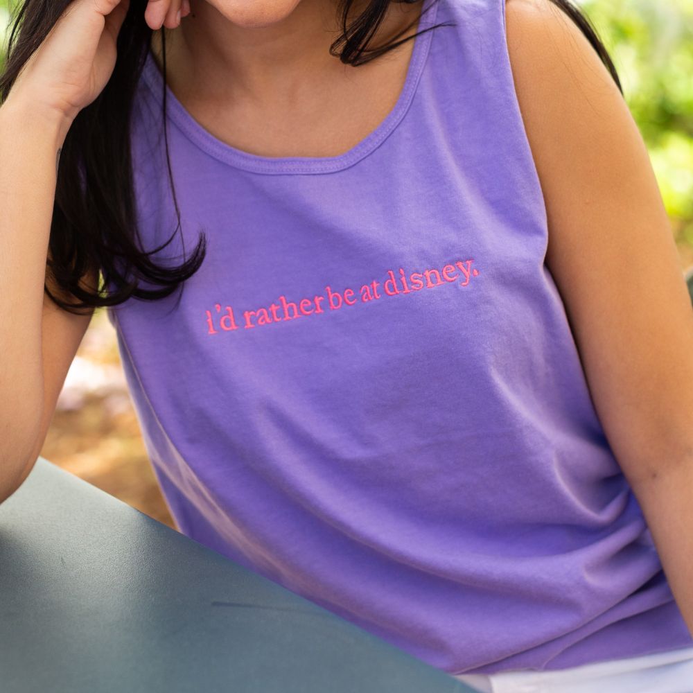 Embroidered 'I'd Rather Be At Disney' Tank Top