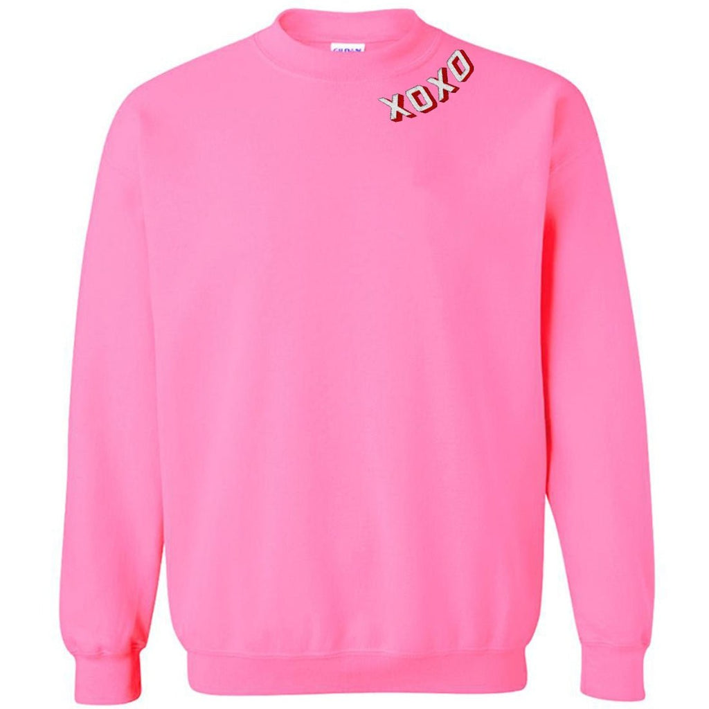 'XOXO Kisses' Embroidered Collar Wrap Sweatshirt