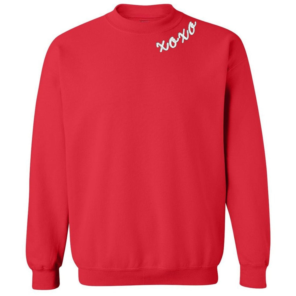 'XOXO Kisses' Embroidered Collar Wrap Sweatshirt