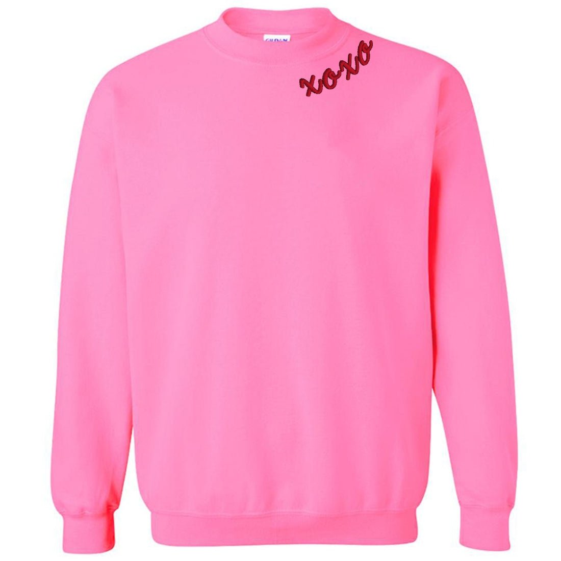 'XOXO Kisses' Embroidered Collar Wrap Sweatshirt