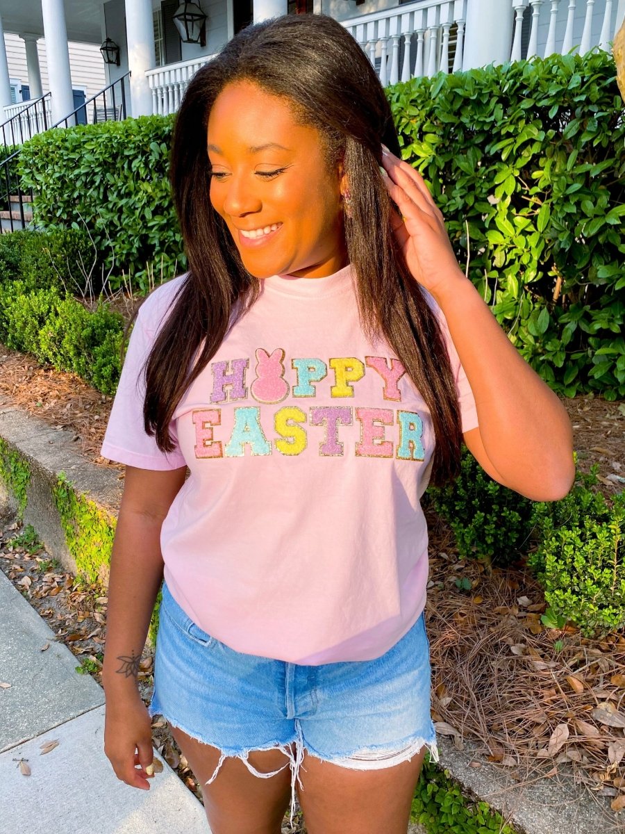 Happy Easter Letter Patch T-Shirt