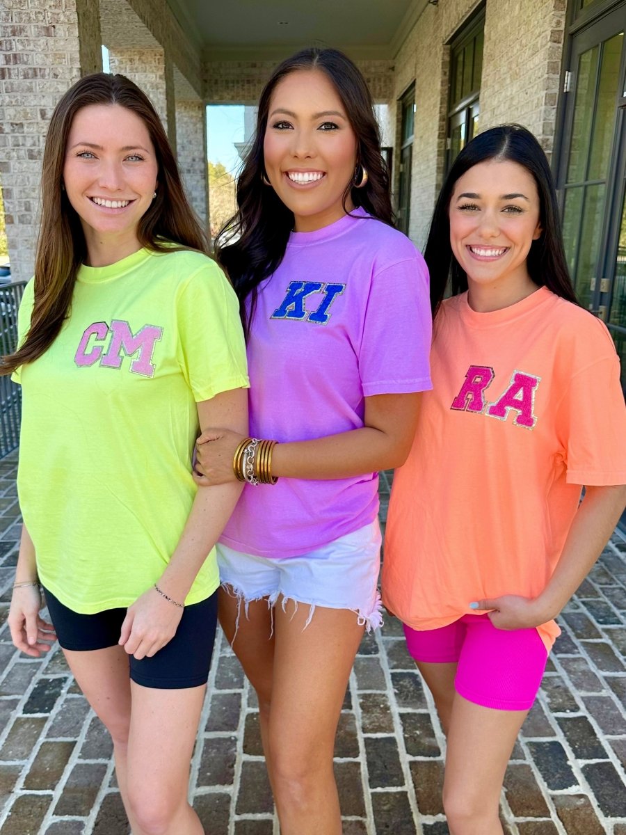 Initial Letter Patch Neon T-Shirt