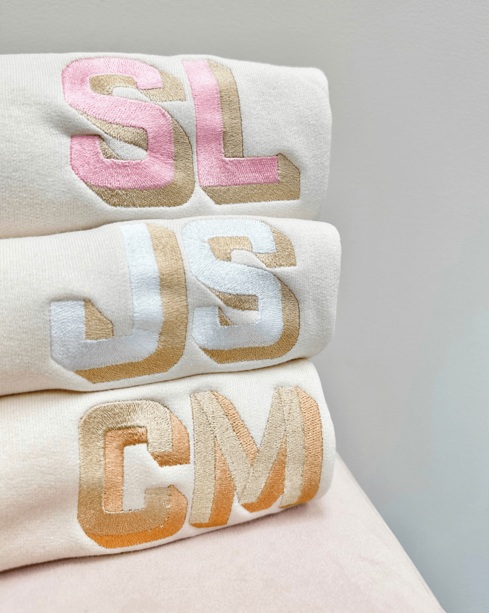 Personalized Shadow Block Initials Crewneck Sweatshirt