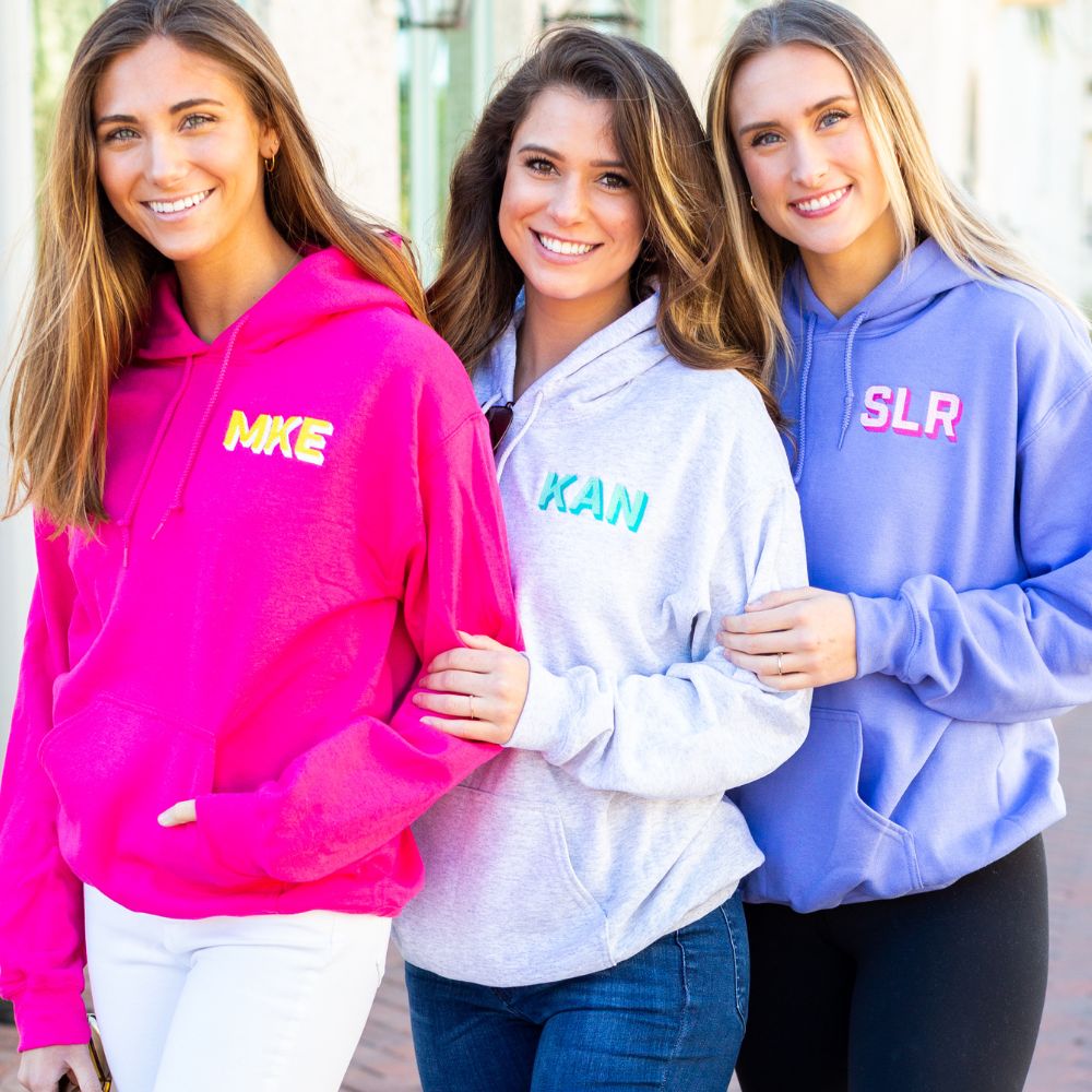 Personalized Shadow Block Initials Hoodie