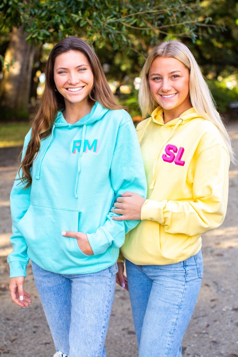 Personalized Shadow Block Initials Longer Length Hoodie