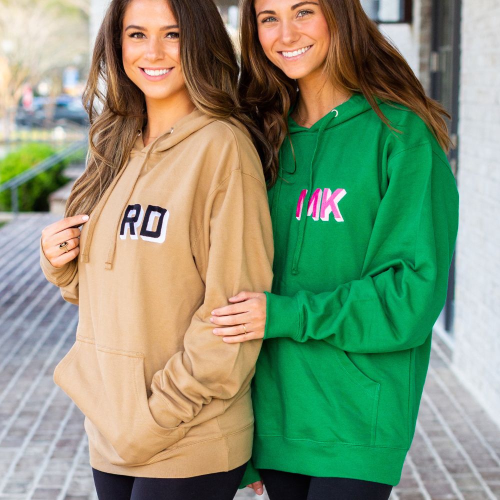 Personalized Shadow Block Initials Longer Length Hoodie