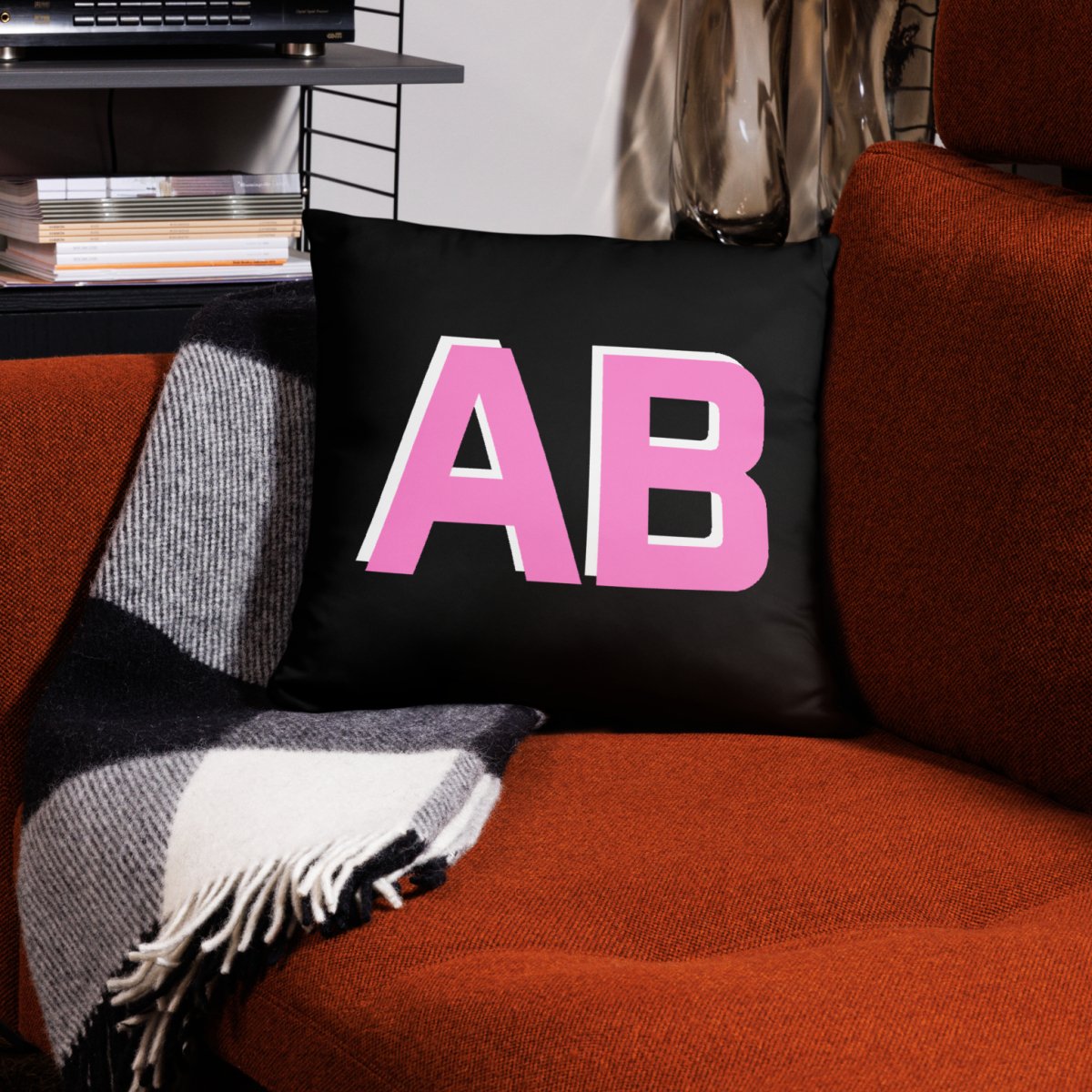 Personalized Shadow Block Initials Pillow Case + Pillow