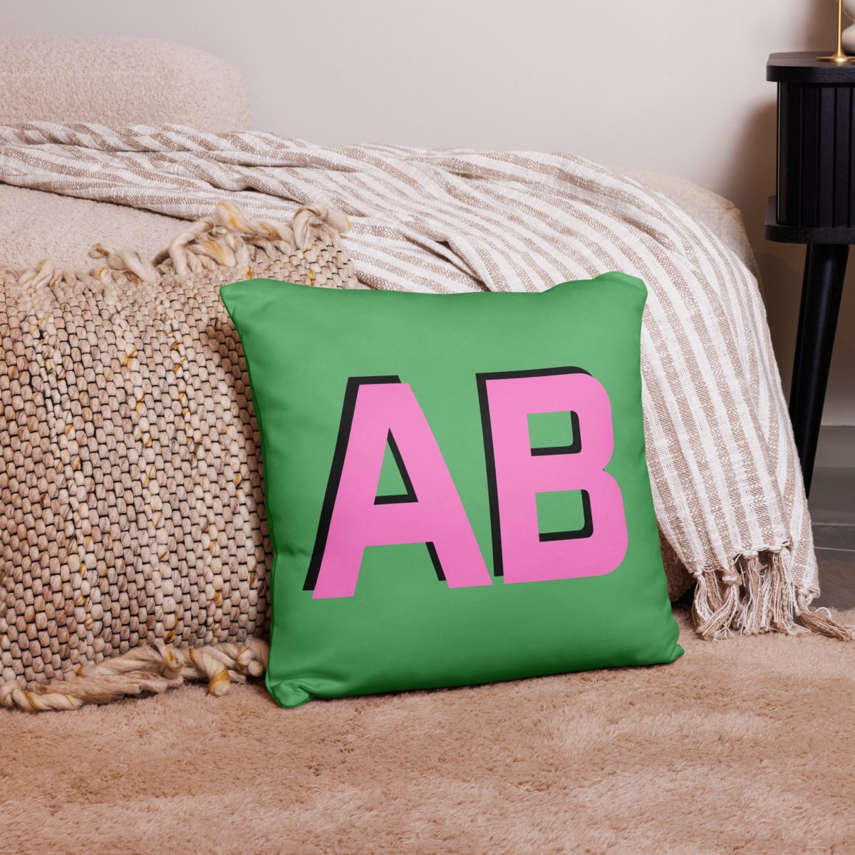 Personalized Shadow Block Initials Pillow Case + Pillow