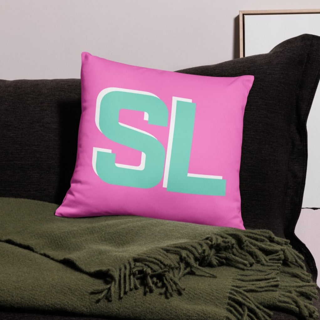 Personalized Shadow Block Initials Pillow Case + Pillow