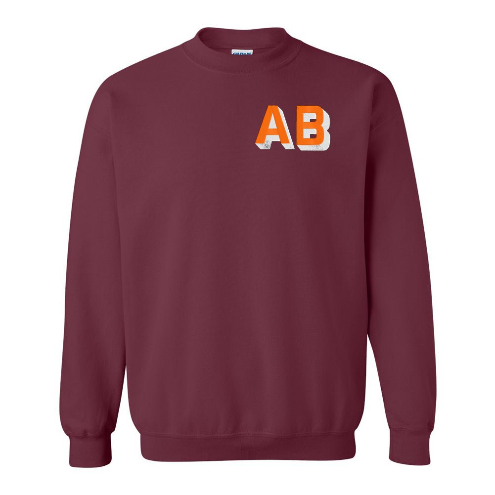 Personalized Shadow Block Initials 'Team Color' Sweatshirt