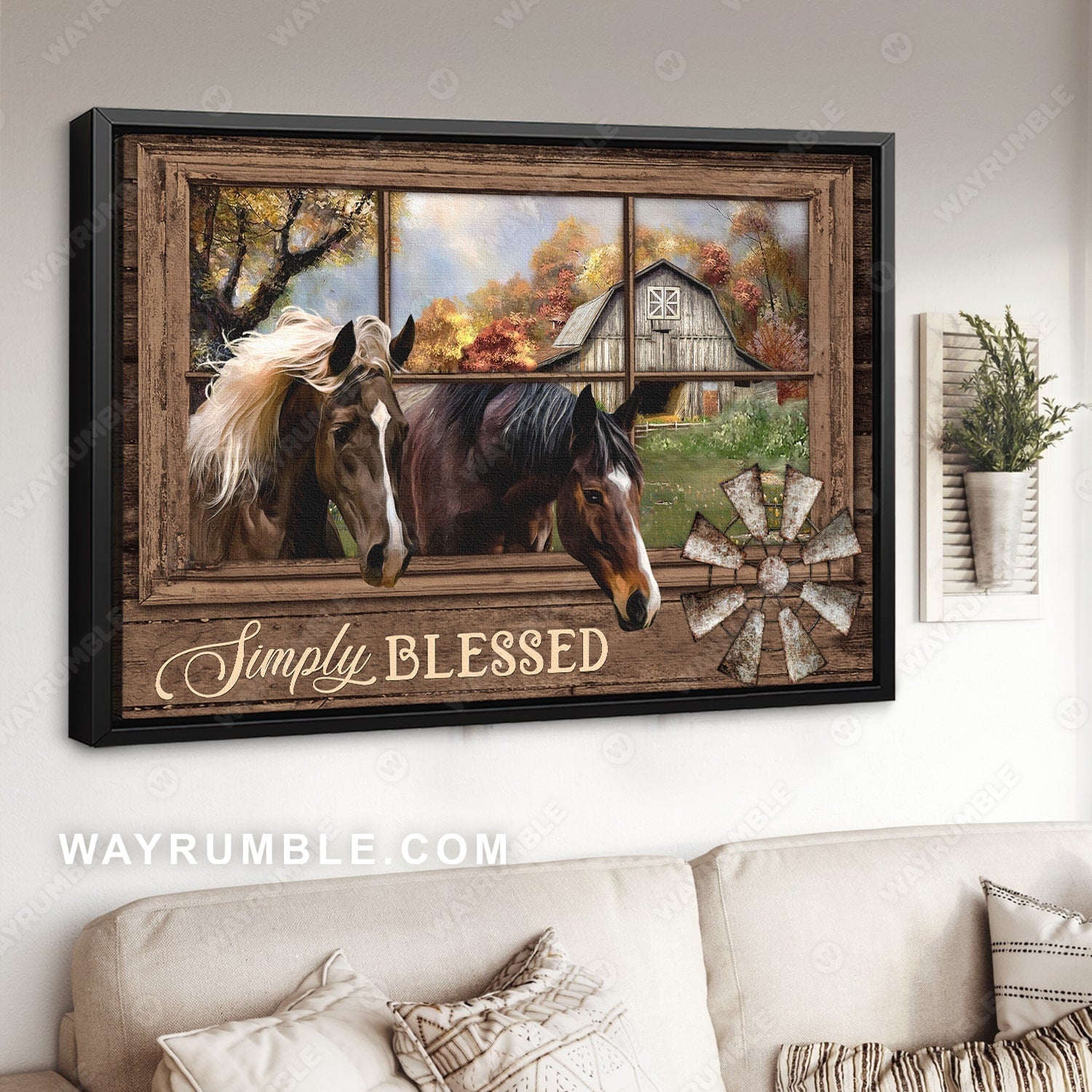 Amazing Horse, Farm - Simply blessed Jesus Landscape Canvas Prints, Wall Art