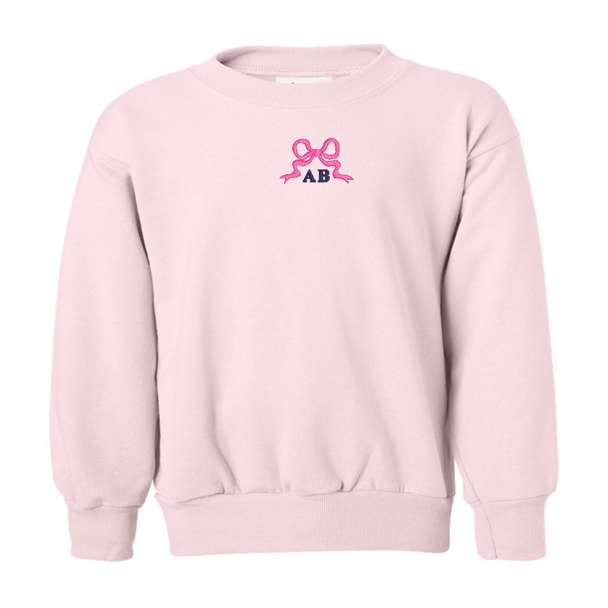 Kids Initialed 'Tiny Bow' Crewneck Sweatshirt