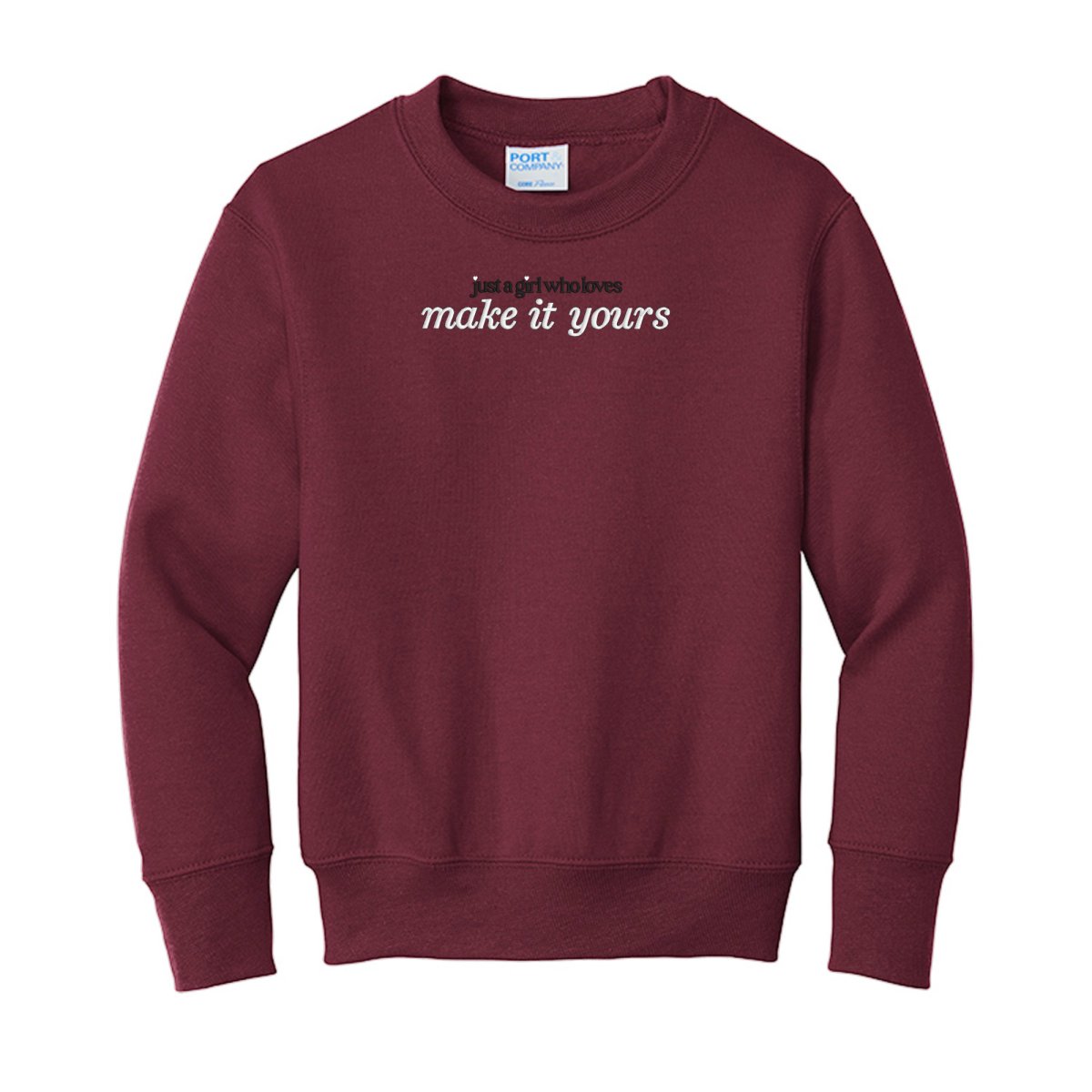 Kids Make It Yours™ 'Just A Girl Who Loves' Crewneck Sweatshirt