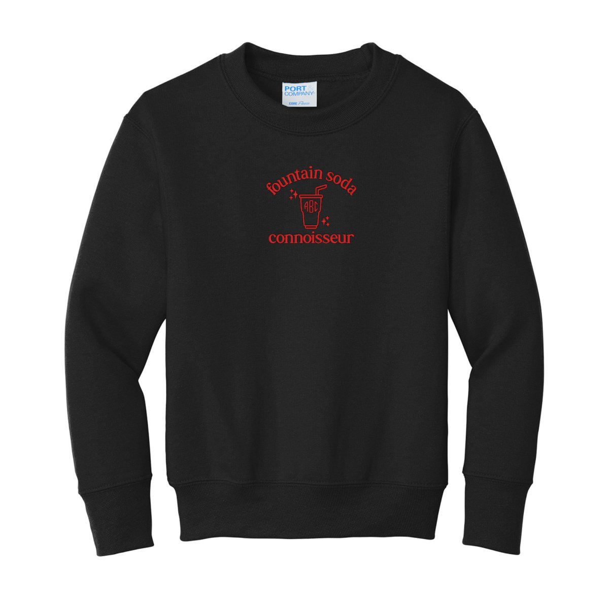 Kids Monogrammed 'Fountain Soda Connoisseur' Crewneck Sweatshirt