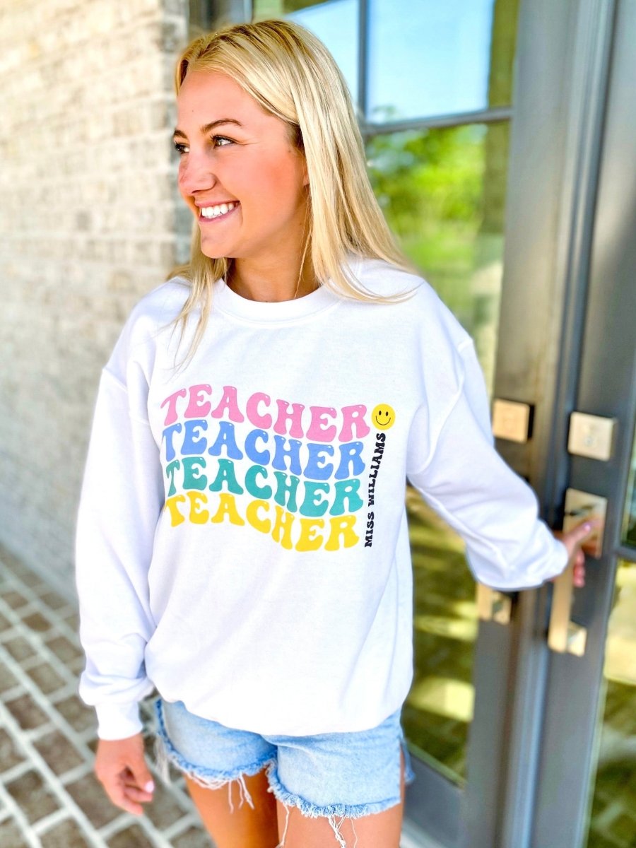 Make It Yours™ 'Retro Teacher' Crewneck Sweatshirt