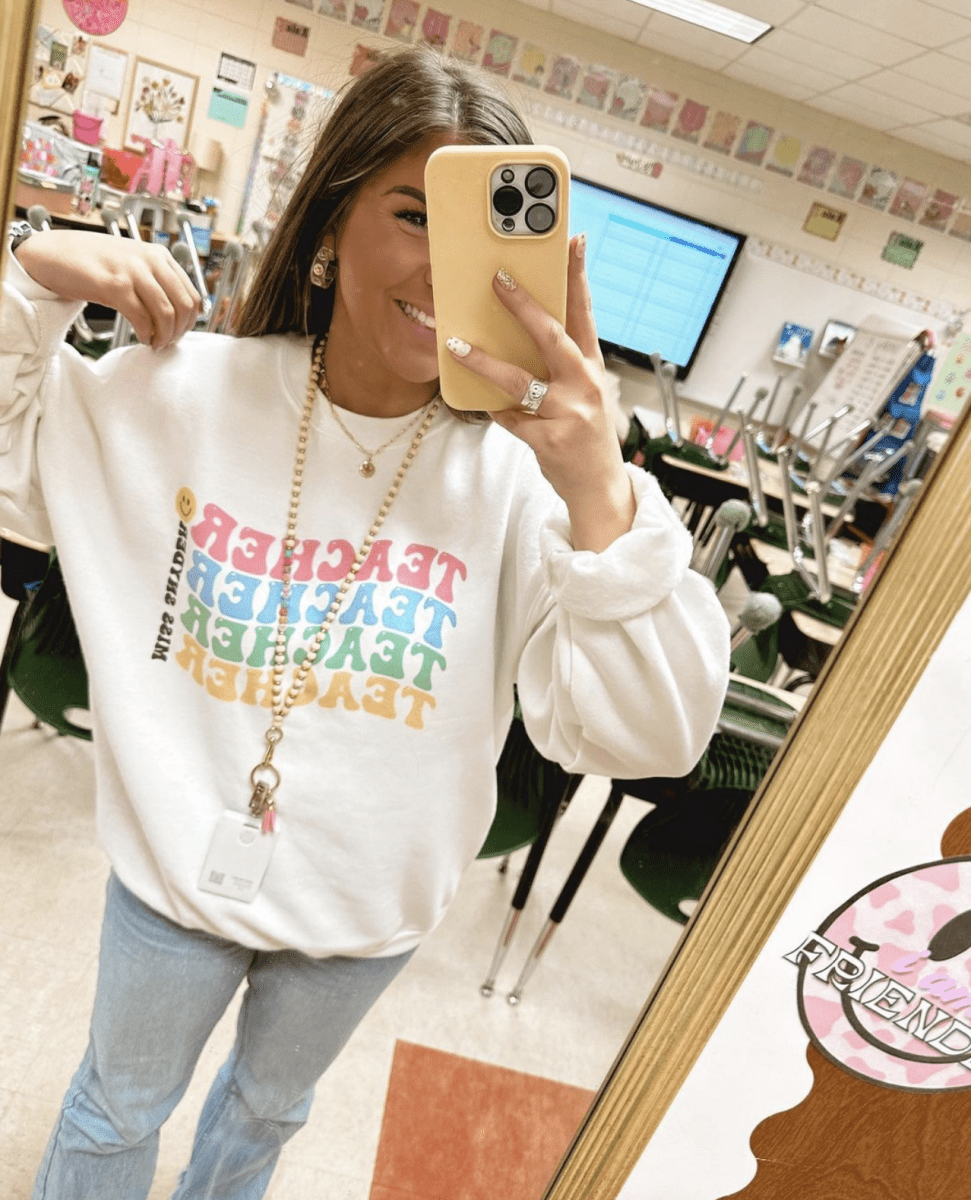 Make It Yours™ 'Retro Teacher' Crewneck Sweatshirt