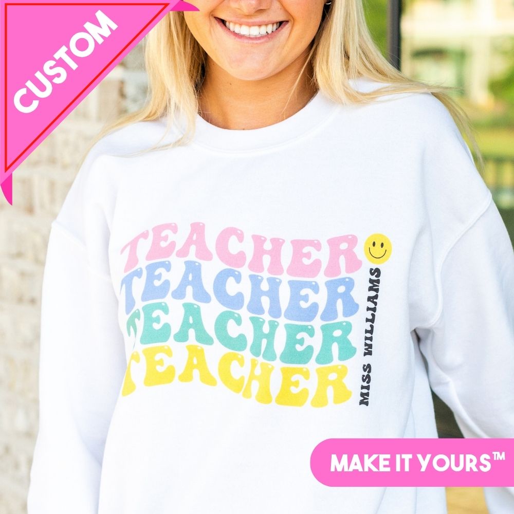 Make It Yours™ 'Retro Teacher' Crewneck Sweatshirt