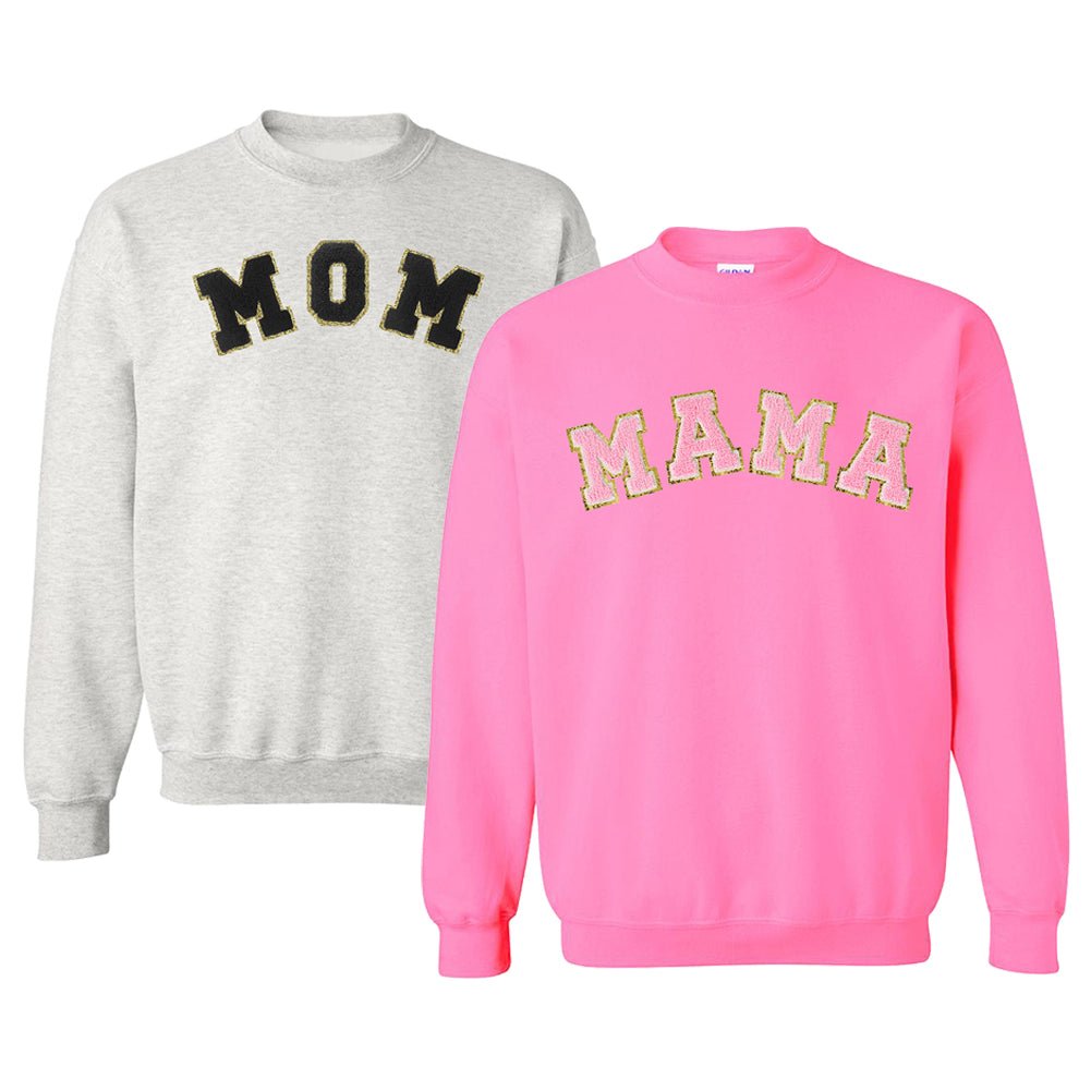 Mama/Mom Letter Patch Crewneck Sweatshirt