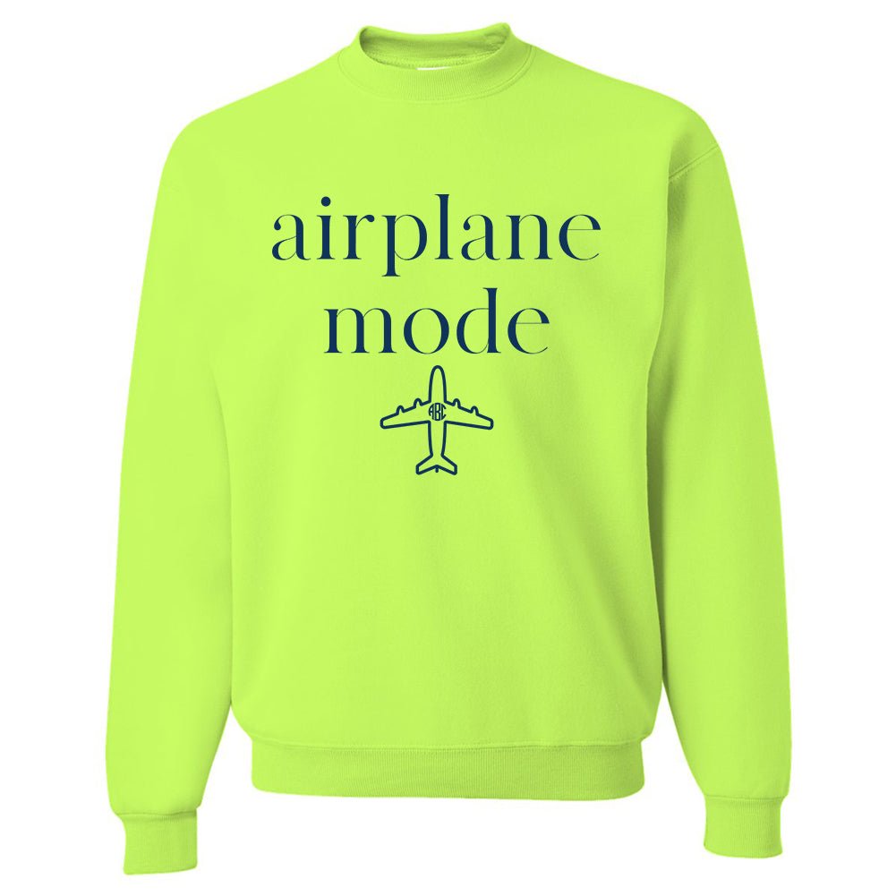 Monogrammed 'Airplane Mode' Neon Crewneck Sweatshirt