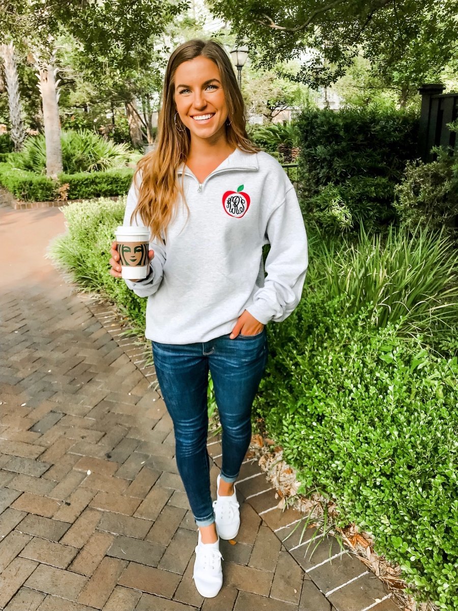 Monogrammed Apple Quarter Zip Sweatshirt