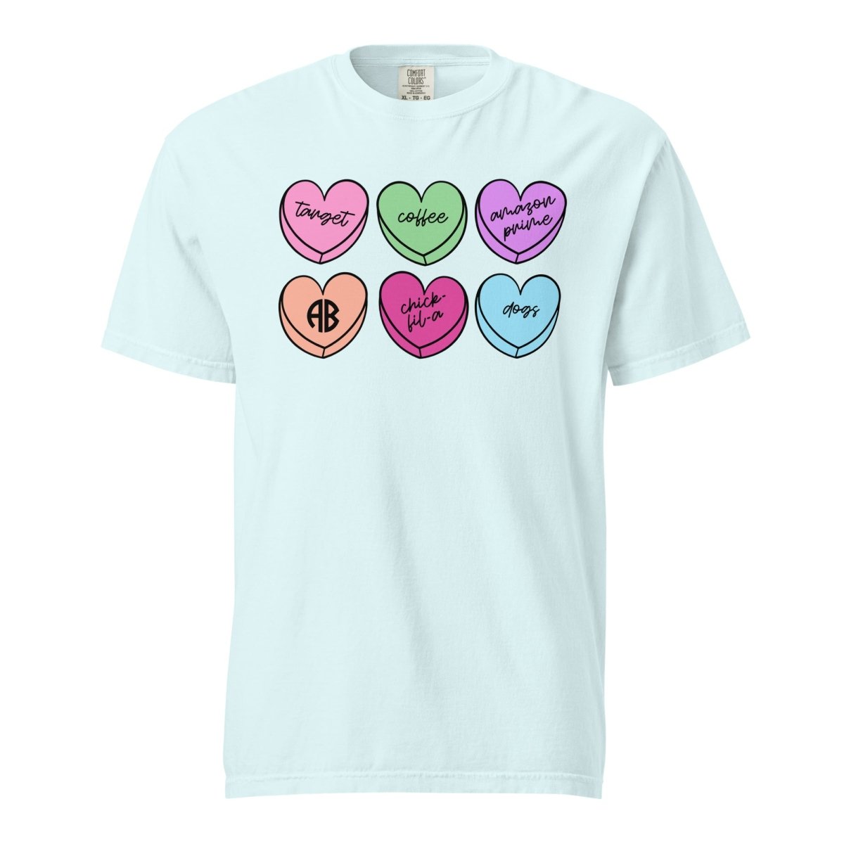 Monogrammed 'Basic Girl Candy Hearts' T-Shirt