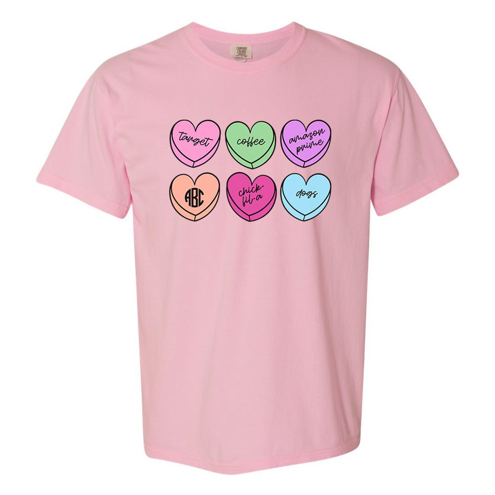 Monogrammed 'Basic Girl Candy Hearts' T-Shirt