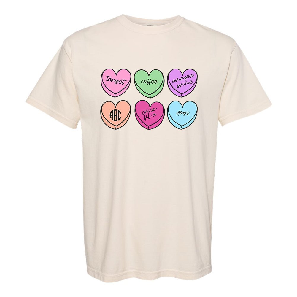 Monogrammed 'Basic Girl Candy Hearts' T-Shirt