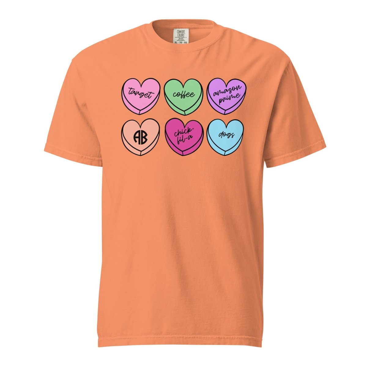 Monogrammed 'Basic Girl Candy Hearts' T-Shirt