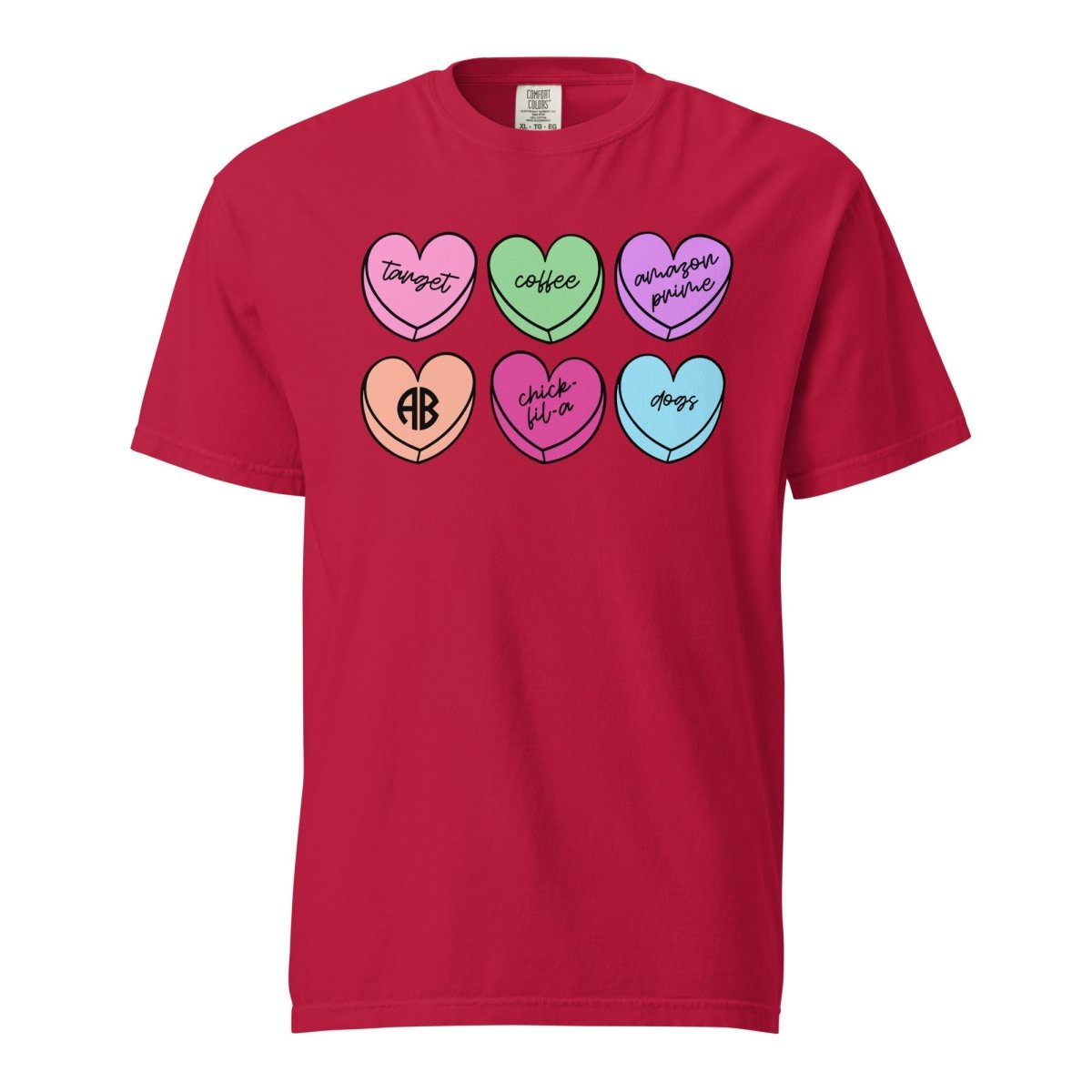Monogrammed 'Basic Girl Candy Hearts' T-Shirt