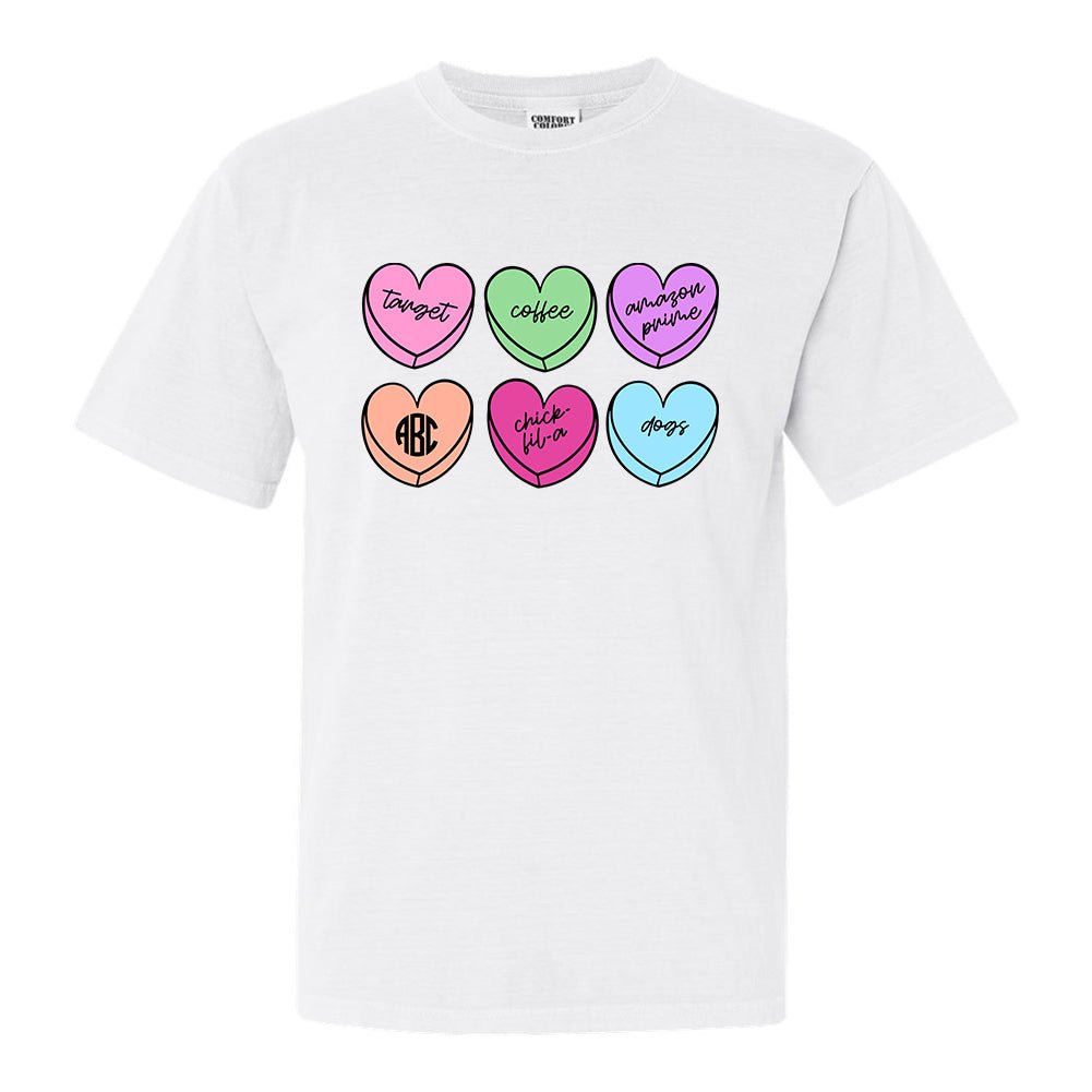 Monogrammed 'Basic Girl Candy Hearts' T-Shirt