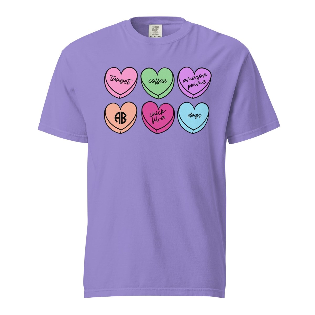 Monogrammed 'Basic Girl Candy Hearts' T-Shirt